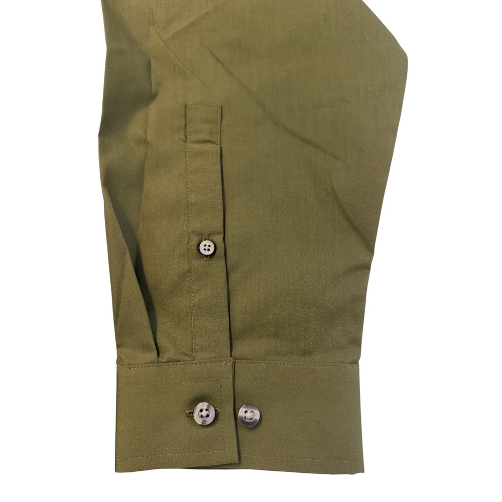 J.Ferrar JF Big & Tall Mens Stretch Dress Shirt Olive Green 18.5 38-39 LS - Picture 3 of 8